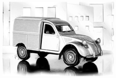 Arte digital titulada "Citroën 2CV Fourgon…" por Deverviers, Obra de arte original, Pintura Digital