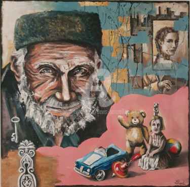 Schilderij getiteld "Memories" door Devis Ponzellini, Origineel Kunstwerk, Olie Gemonteerd op Frame voor houten brancard
