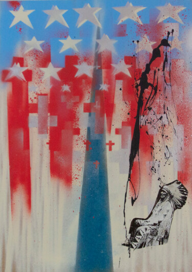 Ζωγραφική με τίτλο "American Genocide" από Devlieger, Αυθεντικά έργα τέχνης, Μεμβράνη πολυγράφου