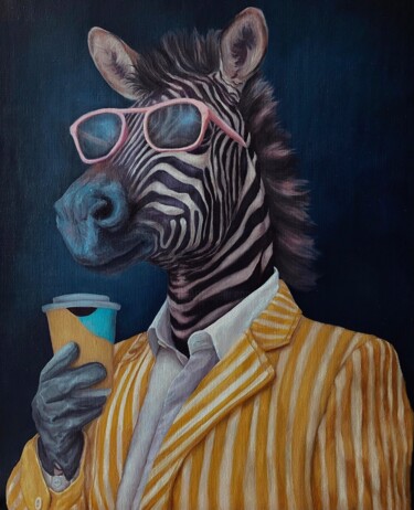 Peinture intitulée "Zebra" par Devralium, Œuvre d'art originale, Huile