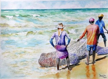 Peinture intitulée "Catch of the day #2" par Dharsha Samarasinha, Œuvre d'art originale, Aquarelle