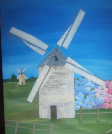 Pintura titulada "moulin de la pointe…" por Isabelle Dhondt, Obra de arte original