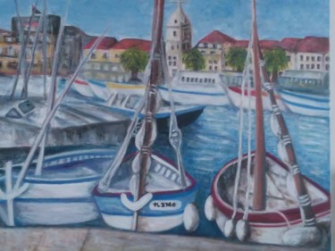 Peinture intitulée "le port de sanary" par Michele Diamant-Wawer, Œuvre d'art originale, Huile