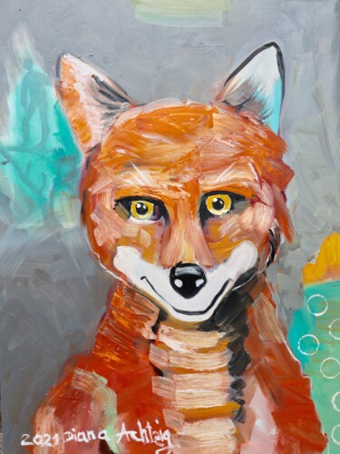 Painting titled "Rotfuchs - der schl…" by Diana Achtzig, Original Artwork, Oil