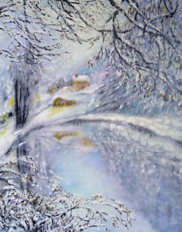 Painting titled "Winter Fairytale Sn…" by Diana Dimova - Traxi, Original Artwork, Oil