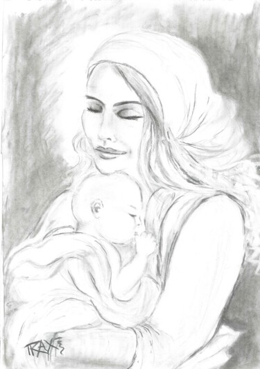 Dessin intitulée "Tender Embrace- dra…" par Diana Dimova - Traxi, Œuvre d'art originale, Fusain