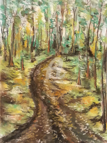 Dessin intitulée "Run through the for…" par Diana Editoiu, Œuvre d'art originale, Pastel