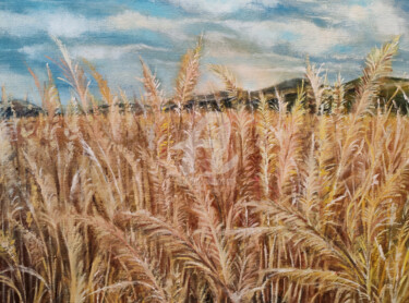 Painting titled "The sea of Grains" by Diana Editoiu, Original Artwork, Oil