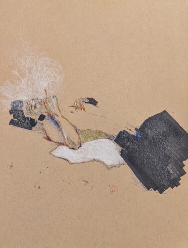Zeichnungen mit dem Titel "Nur Rauch" von Diana Knepper, Original-Kunstwerk, Gel Stift