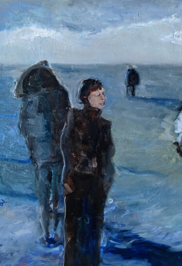 Schilderij getiteld "Spaziergang am Nord…" door Diana Knepper, Origineel Kunstwerk, Olie Gemonteerd op Houten paneel