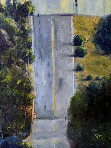 Painting titled "Breite Straße" by Diana Knepper, Original Artwork, Oil Mounted on Cardboard