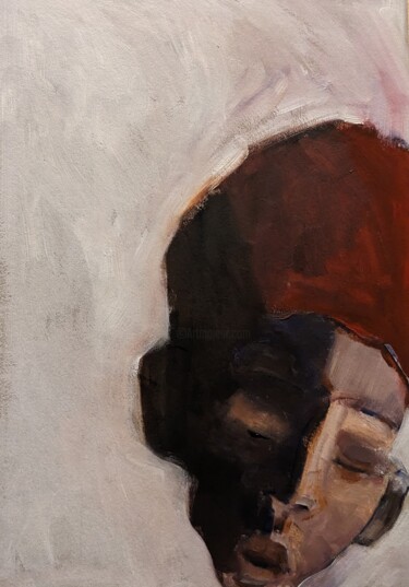 Malerei mit dem Titel "Rote Mütze" von Diana Knepper, Original-Kunstwerk, Öl Auf Karton montiert
