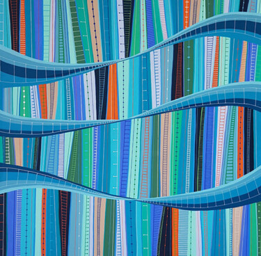 Painting titled "Channels" by Diana Large, Original Artwork, Acrylic Mounted on Wood Stretcher frame