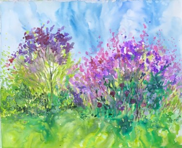 Painting titled "Summer flowers" by Diana Mazjane, Original Artwork, Watercolor