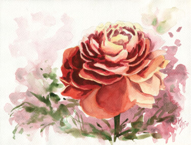 Peinture intitulée "Floral sketch. Ranu…" par Diana Rode, Œuvre d'art originale, Aquarelle