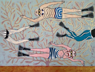 Картина под названием "Under the sea" - Diana Rosa, Подлинное произведение искусства, Акрил Установлен на Деревянная рама дл…