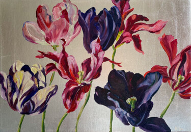 Painting titled "Oil painting Tulips…" by Diana Timchenko, Original Artwork, Oil Mounted on Wood Stretcher frame