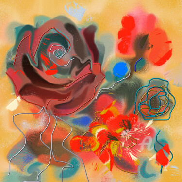 Digital Arts titled "Realm Of Flowers" by Diana Coatu, Original Artwork, Digital Painting