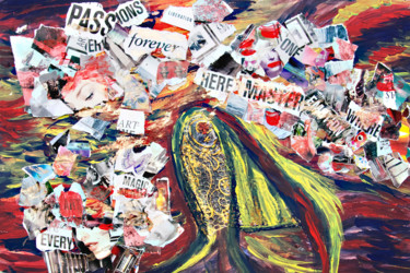 Collages getiteld "Passions of a Fish" door Diana Ringo, Origineel Kunstwerk, Gouache