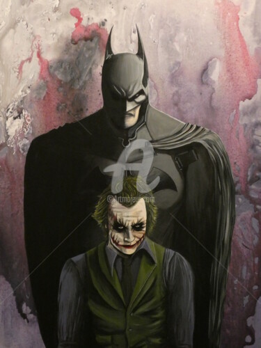 Painting titled "BATMAN vs JOKER" by Dianaskova Art, Original Artwork, Acrylic