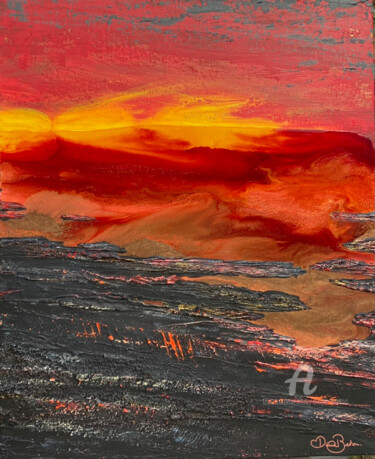 Картина под названием "Reflets chauds" - Diane Breton, Подлинное произведение искусства, Акрил Установлен на Деревянная рама…
