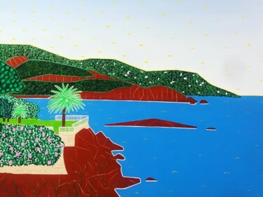 「Cap Esterel」というタイトルの絵画 Diane.Lbによって, オリジナルのアートワーク, アクリル ウッドストレッチャーフレームにマウント