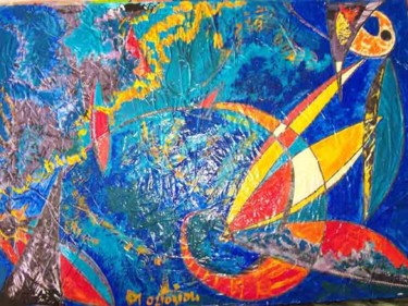 Malerei mit dem Titel "Fond sous-marin" von Diane Medus, Original-Kunstwerk, Acryl