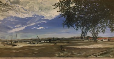 Pintura intitulada "Marée basse à Ander…" por Diane Medus, Obras de arte originais, Óleo