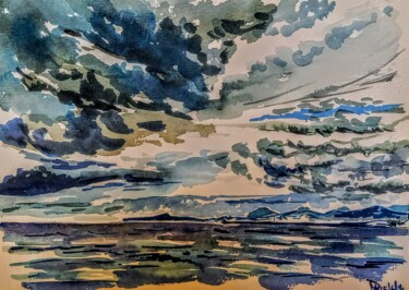 Pittura intitolato "Etude de nuages, Ni…" da Diane Medus, Opera d'arte originale, Acquarello