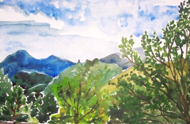 Painting titled "Parc national du Ha…" by Diane Medus, Original Artwork, Watercolor