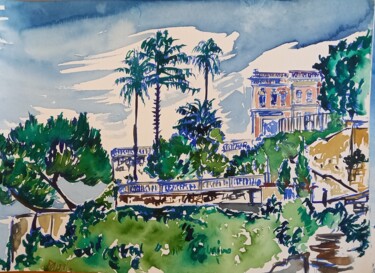 Peinture intitulée "Villa à Roquebrune,…" par Diane Medus, Œuvre d'art originale, Aquarelle