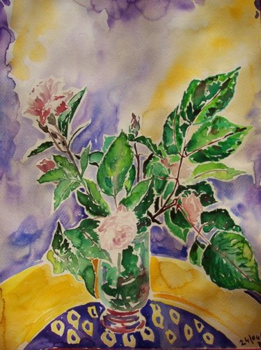 Pittura intitolato "Bouquet de roses" da Diane Medus, Opera d'arte originale, Acquarello