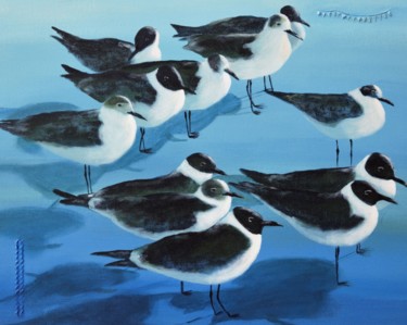 Pittura intitolato "Mouettes en bleu" da Diane Luce, Opera d'arte originale, Acrilico Montato su Telaio per barella in legno