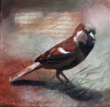 Peinture intitulée "Moineau/Sparrow" par Diane Luce, Œuvre d'art originale, Acrylique