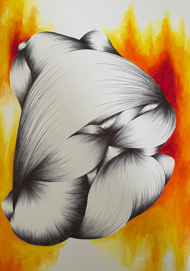 Картина под названием "En Rouge" - Diane Tham Vo, Подлинное произведение искусства, Шариковая ручка