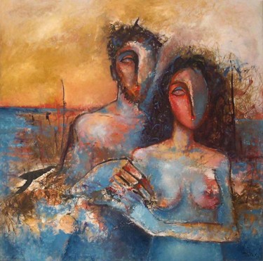 Peinture intitulée "Couple Miraculé HI" par Dibasar, Œuvre d'art originale, Huile