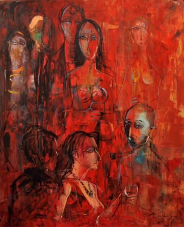 Painting titled "HISTOIRES AU BAR II" by Dibasar, Original Artwork