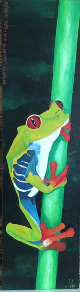 Schilderij getiteld "Red eyed tree frog" door Diche, Origineel Kunstwerk, Acryl