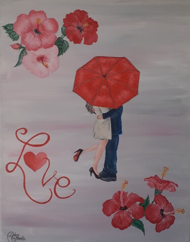 Peinture intitulée "Amoureux avec Hibis…" par Didier Delcourt, Œuvre d'art originale, Acrylique