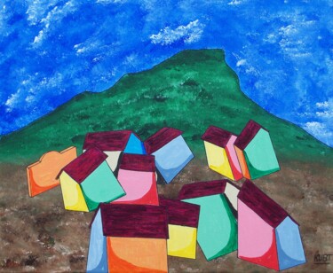 Peinture intitulée "Village Basque 2" par Didier Dordeins, Œuvre d'art originale, Acrylique