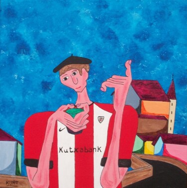 Schilderij getiteld "Athletic Bilbao -1" door Didier Dordeins, Origineel Kunstwerk, Acryl