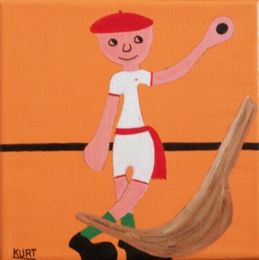 Peinture intitulée "Tableau naif pelota…" par Didier Dordeins, Œuvre d'art originale, Acrylique