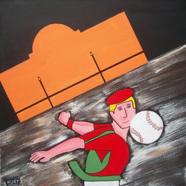 Schilderij getiteld "Tableau Naif "Pelot…" door Didier Dordeins, Origineel Kunstwerk, Acryl