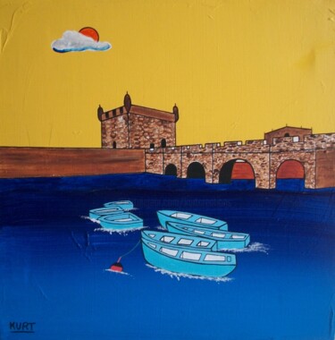 Painting titled "Tableau naif acryli…" by Didier Dordeins, Original Artwork, Acrylic Mounted on Wood Stretcher frame