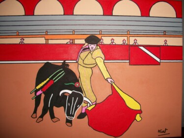 Peinture intitulée "Tableau Naif Toro y…" par Didier Dordeins, Œuvre d'art originale, Acrylique