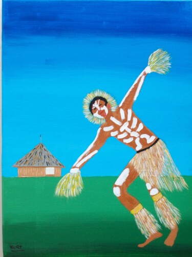 Painting titled "culture kanak 2" by Didier Dordeins, Original Artwork, Acrylic