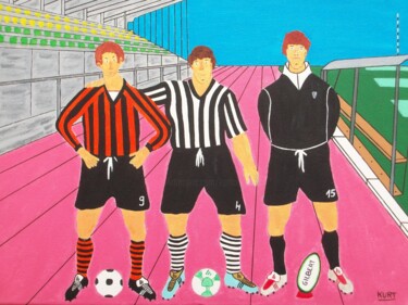 Painting titled "Tableau naif Clubs…" by Didier Dordeins, Original Artwork, Acrylic