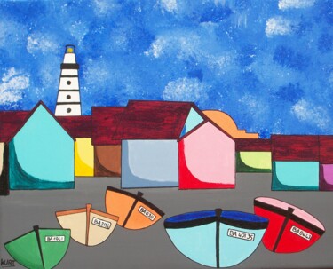 Schilderij getiteld "Tableau Naif  Port…" door Didier Dordeins, Origineel Kunstwerk, Acryl