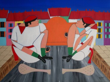 Peinture intitulée "joueurs de pala" par Didier Dordeins, Œuvre d'art originale, Acrylique