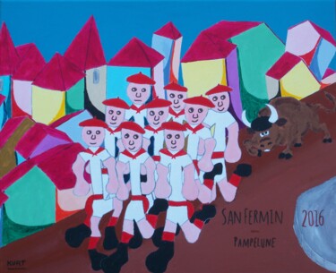 Painting titled "San Fermin , Pampel…" by Didier Dordeins, Original Artwork, Acrylic